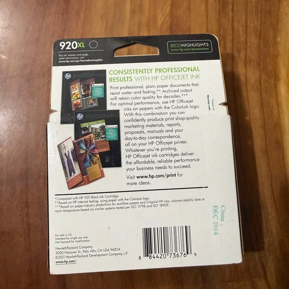 Genuine HP Ink 920 XL Black Cyan Magenta Color Expires 2014